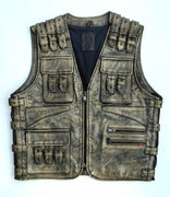 dabīgas ādas moto veste brūna