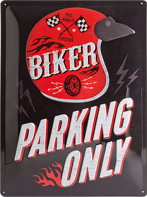 Metāla dekoratīvā plāksne BIKER PARKING  ONLY