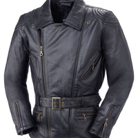 Retro stila dabīgas ādas moto jaka 