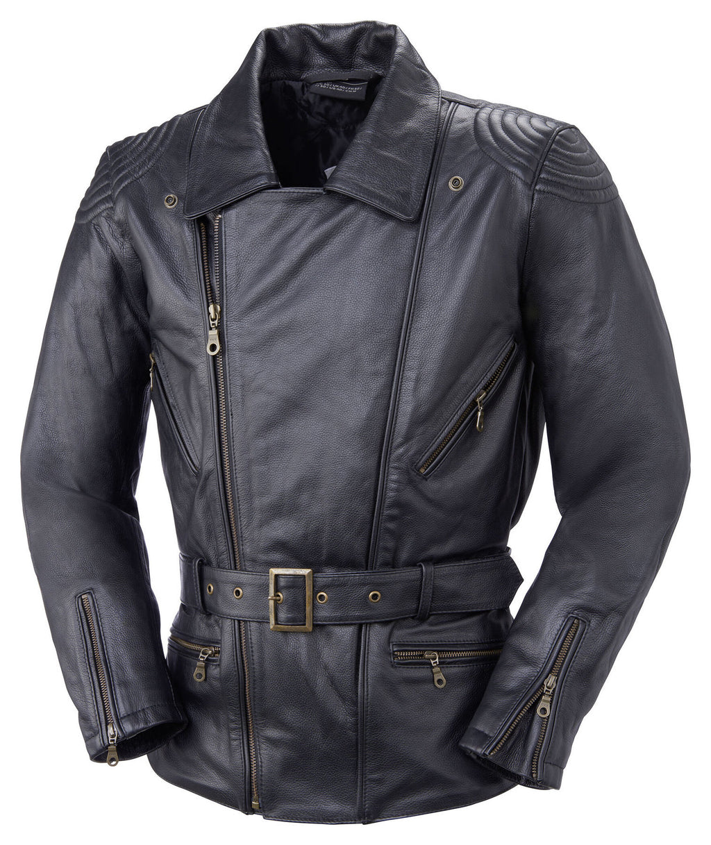Retro stila dabīgas ādas moto jaka 