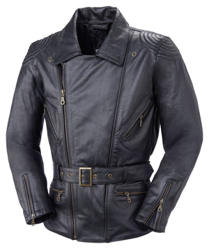Retro stila dabīgas ādas moto jaka 