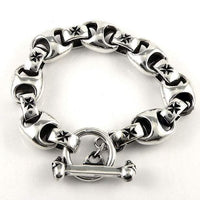 Sterling Silver Motorcycle Iron Cross Men Bracelet