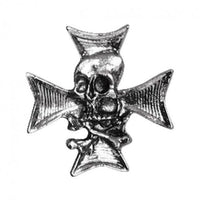 Skull n Crossbones w/ Chopper Cross Pewter metal collectible pin biker motorcycle jackets / hats