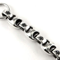 Sterling Silver Motorcycle Iron Cross Men Bracelet