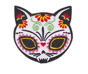 Uzšuve - Cukura skeletkaķis ar puķēm (Sugar Skull Cat)