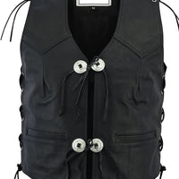 Vestera stilā Moto Ādas Veste (ar striķiem)