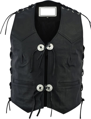 Vestera stilā Moto Ādas Veste (ar striķiem)