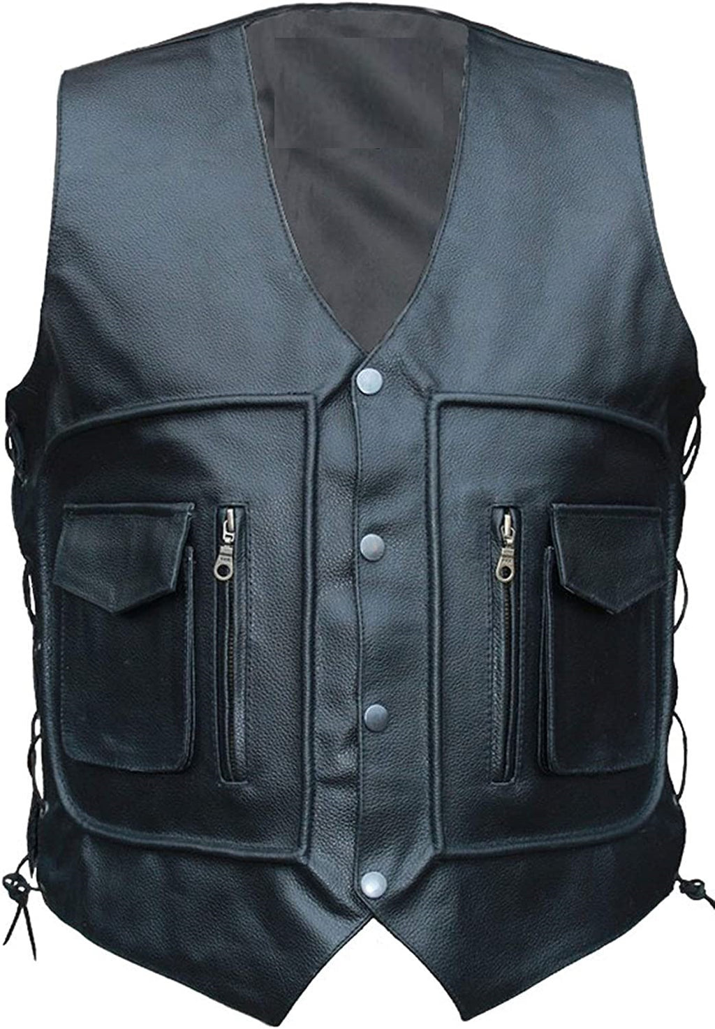 Klasiska Ādas Moto Veste ar kniedēm un striķiem